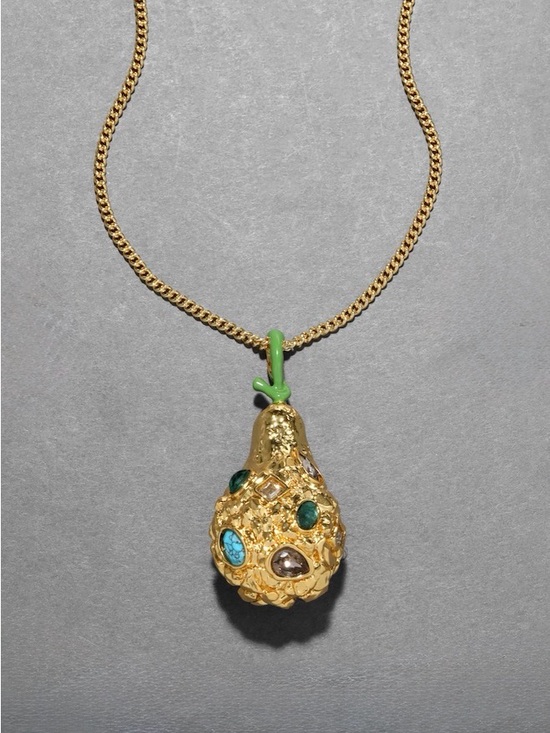Alexis Bittar Jewelry - NEW Alexis Bittar Brut Gold Jewel Studded Pear Pendant Necklace AU19